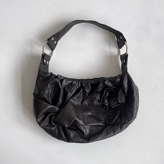 Brown slouchy flower bag - OS