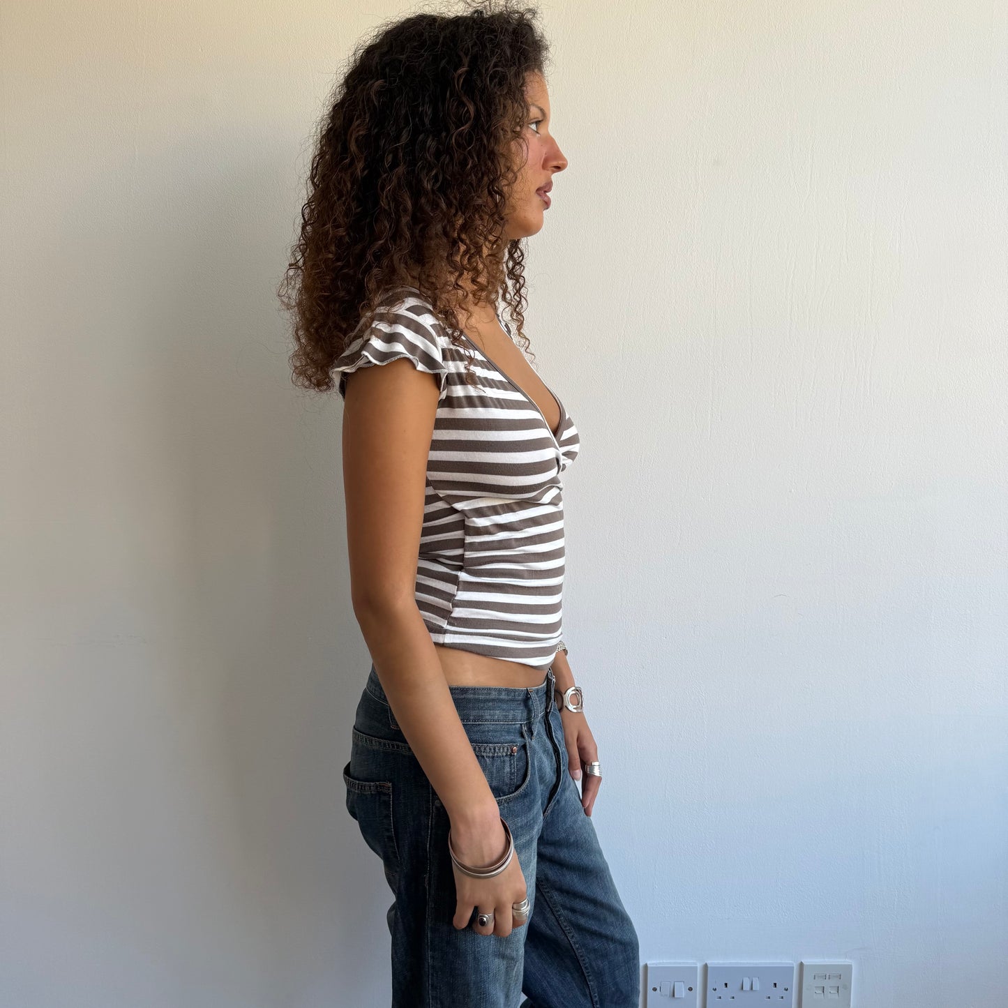 Light brown stripe top - Size S