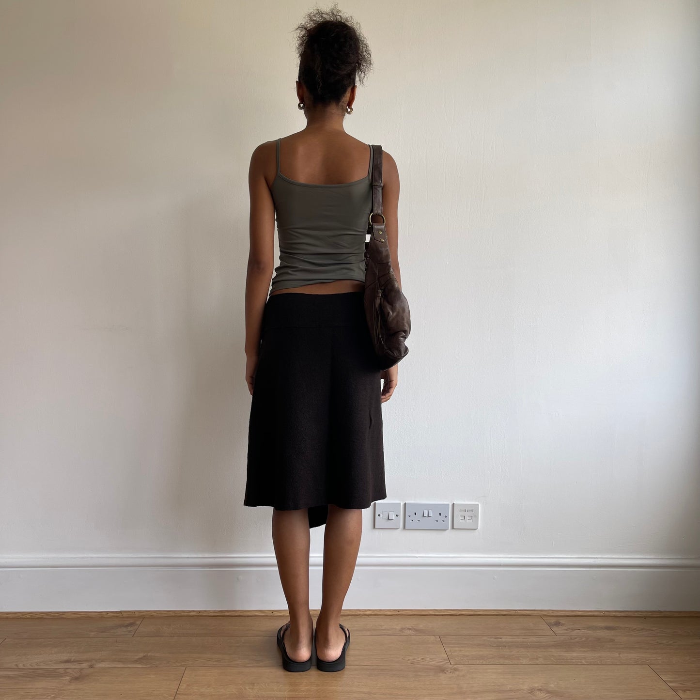 Brown wool o-ring skirt - Size S
