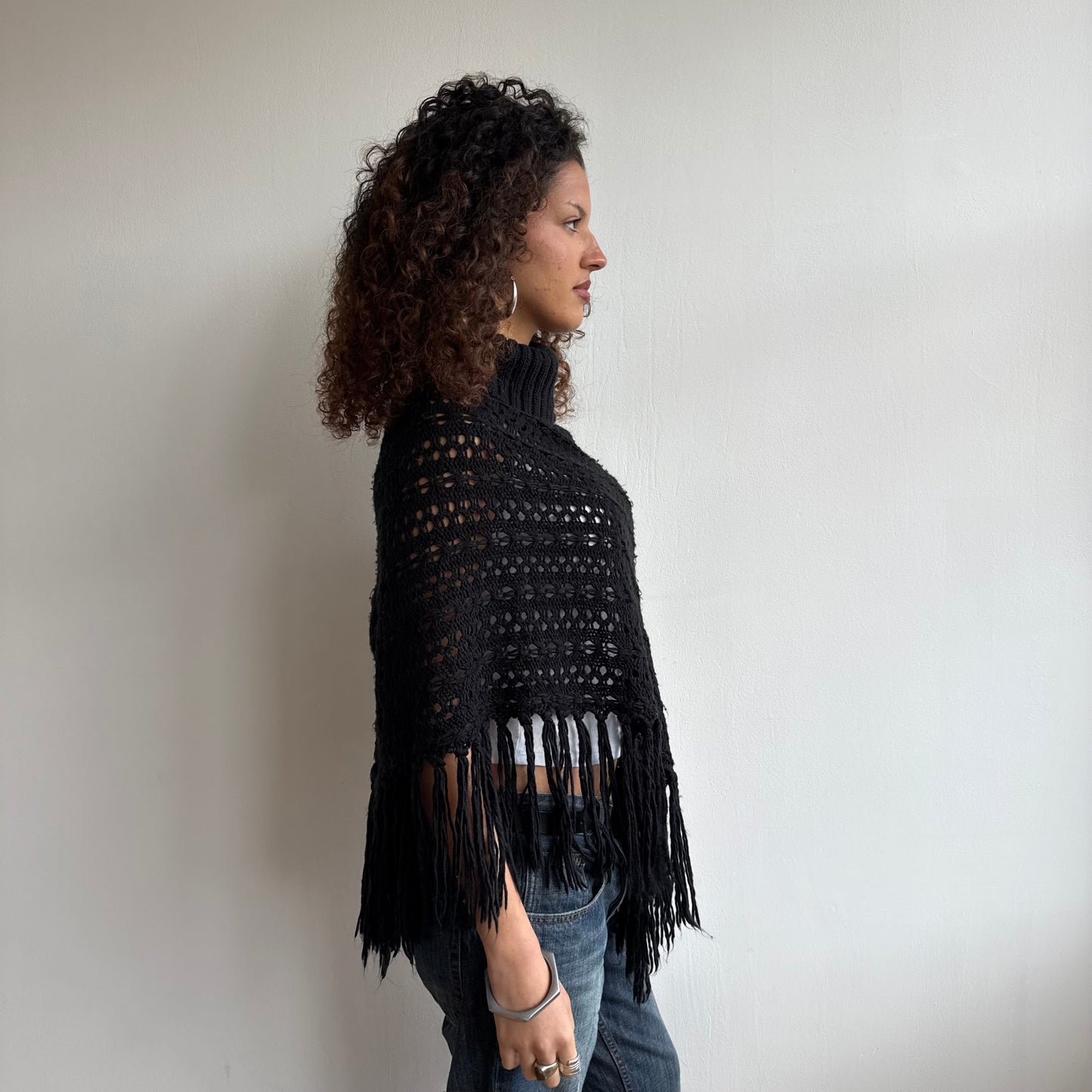 Black roll neck poncho - Size S