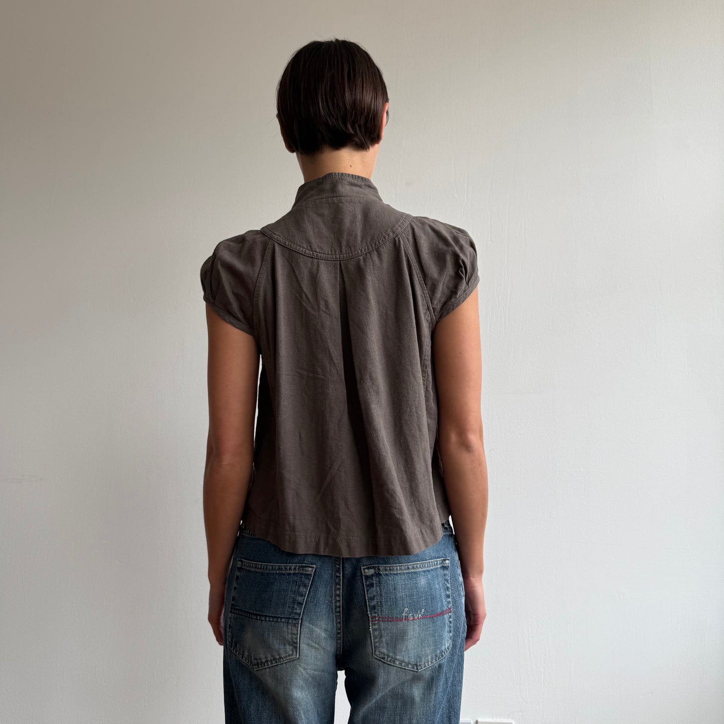 Khaki short sleeve peacoat - Size S