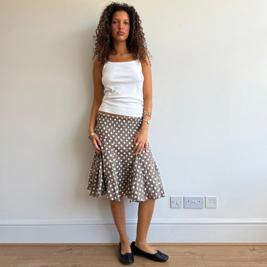 Brown polka dot midi skirt - Size S/M