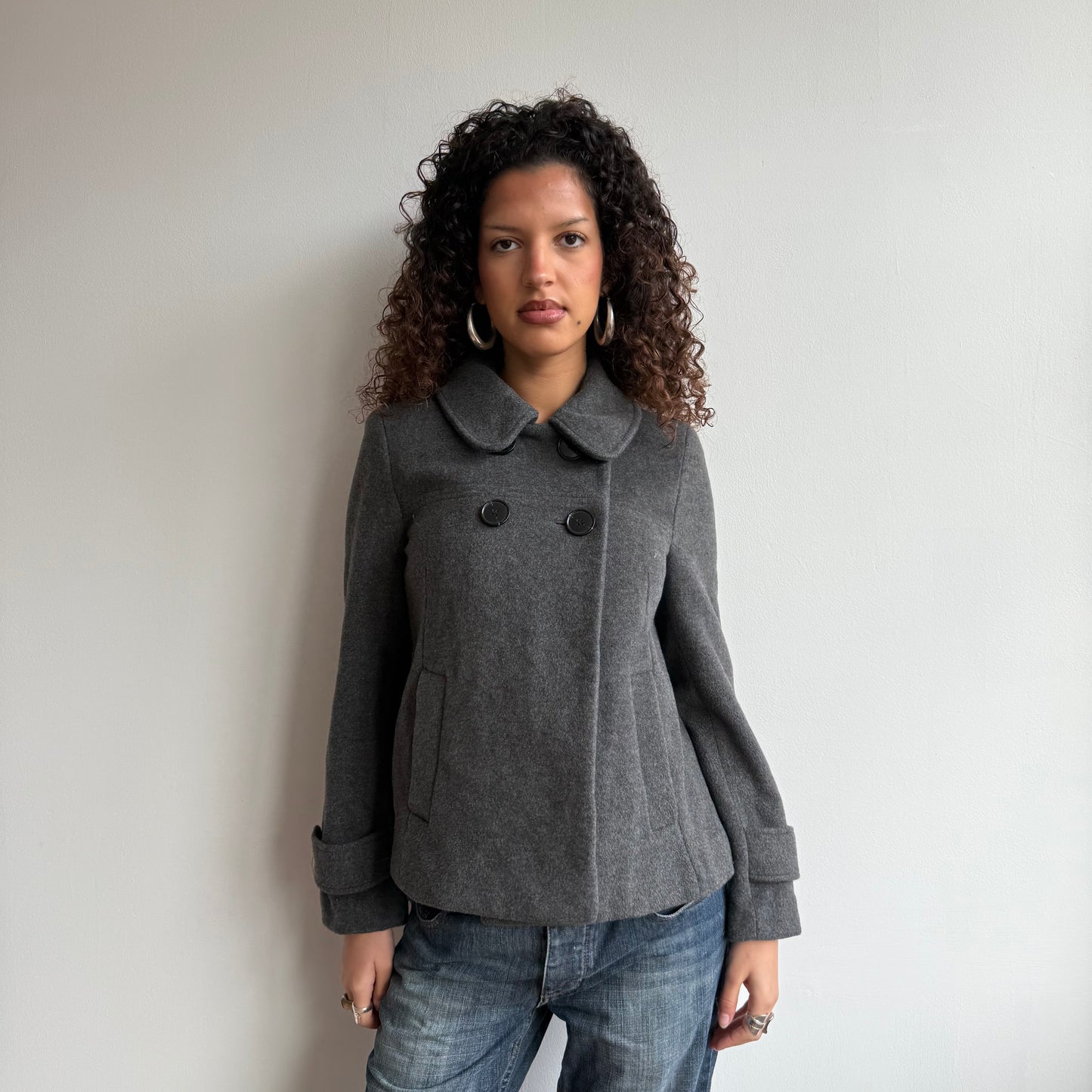 Grey wool peacoat - Size M