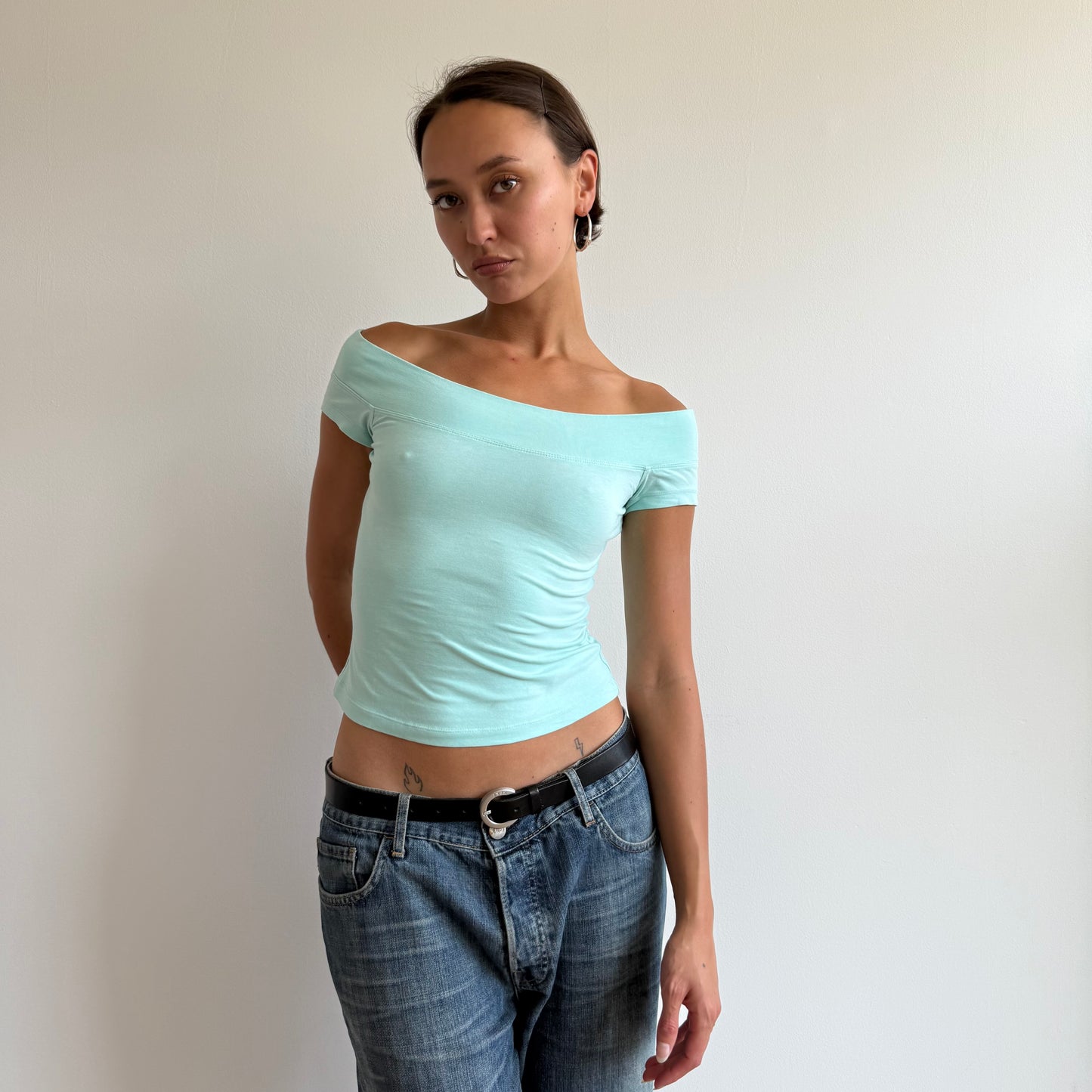 Turquoise bardot top - Size XS