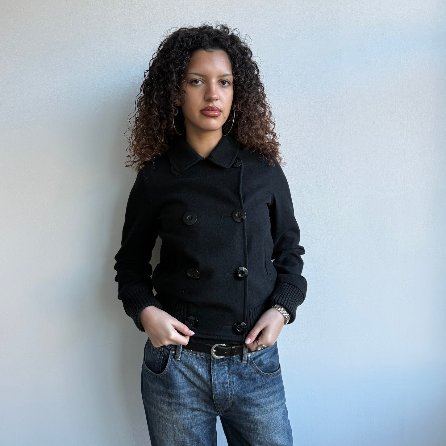Black wool bomber jacket - Size M