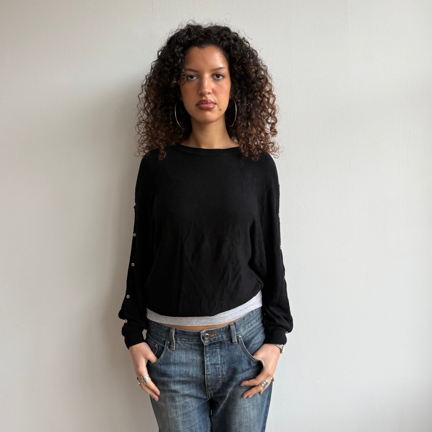 Black slouchy Cop Copine button knit - Size S