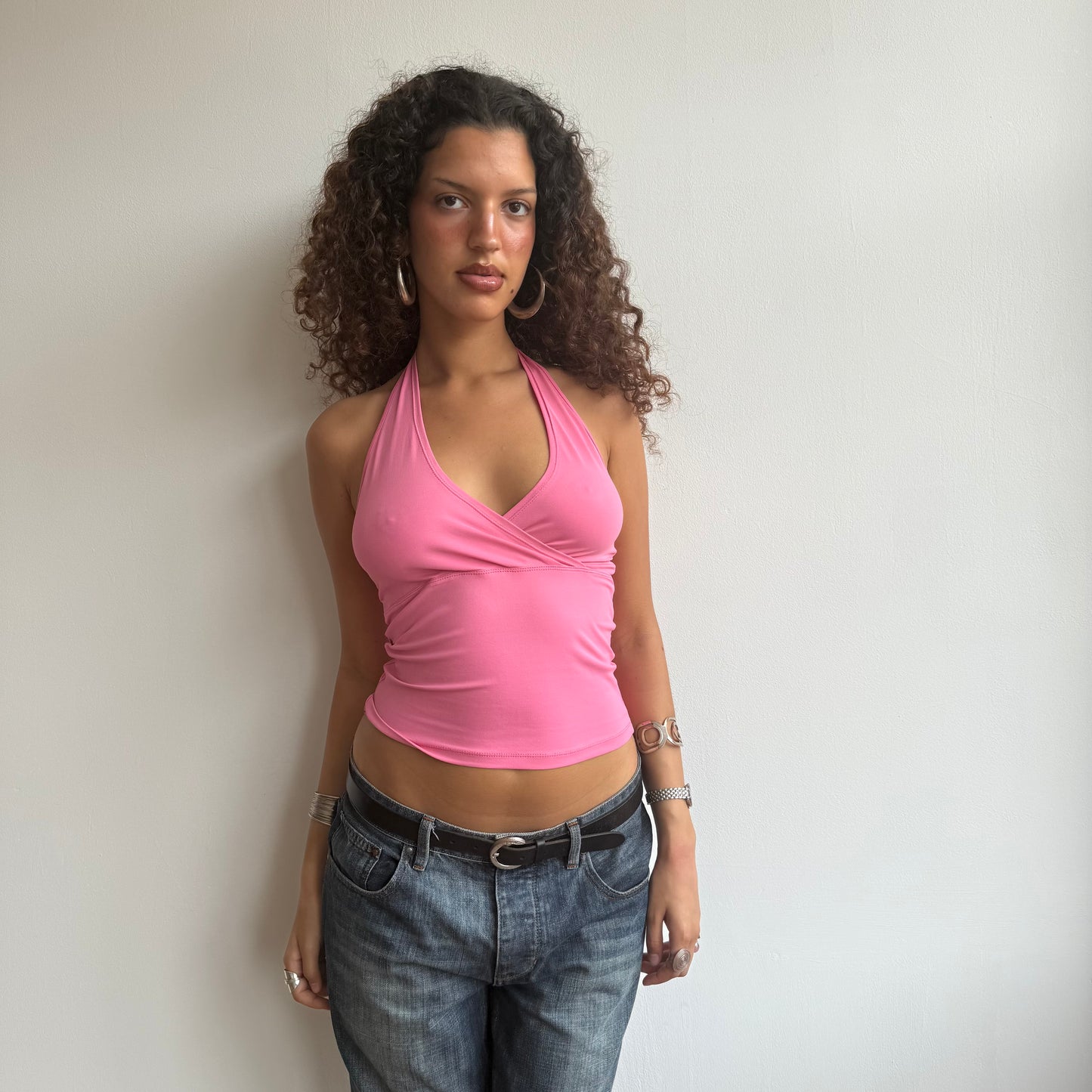 Pink wrap halter top - Size S