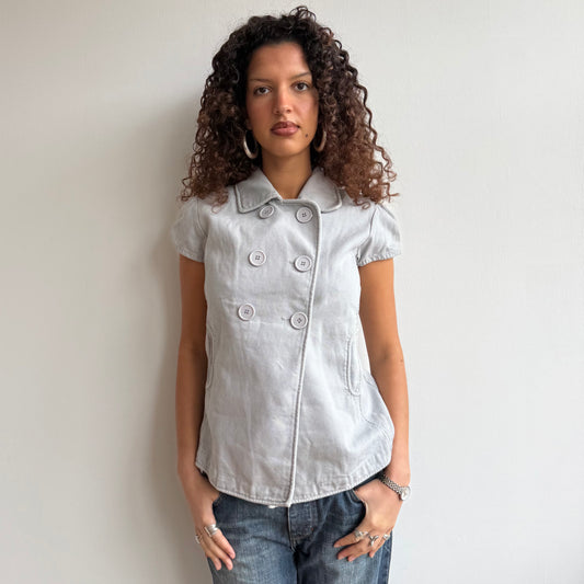 Grey short sleeve peacoat - Size M