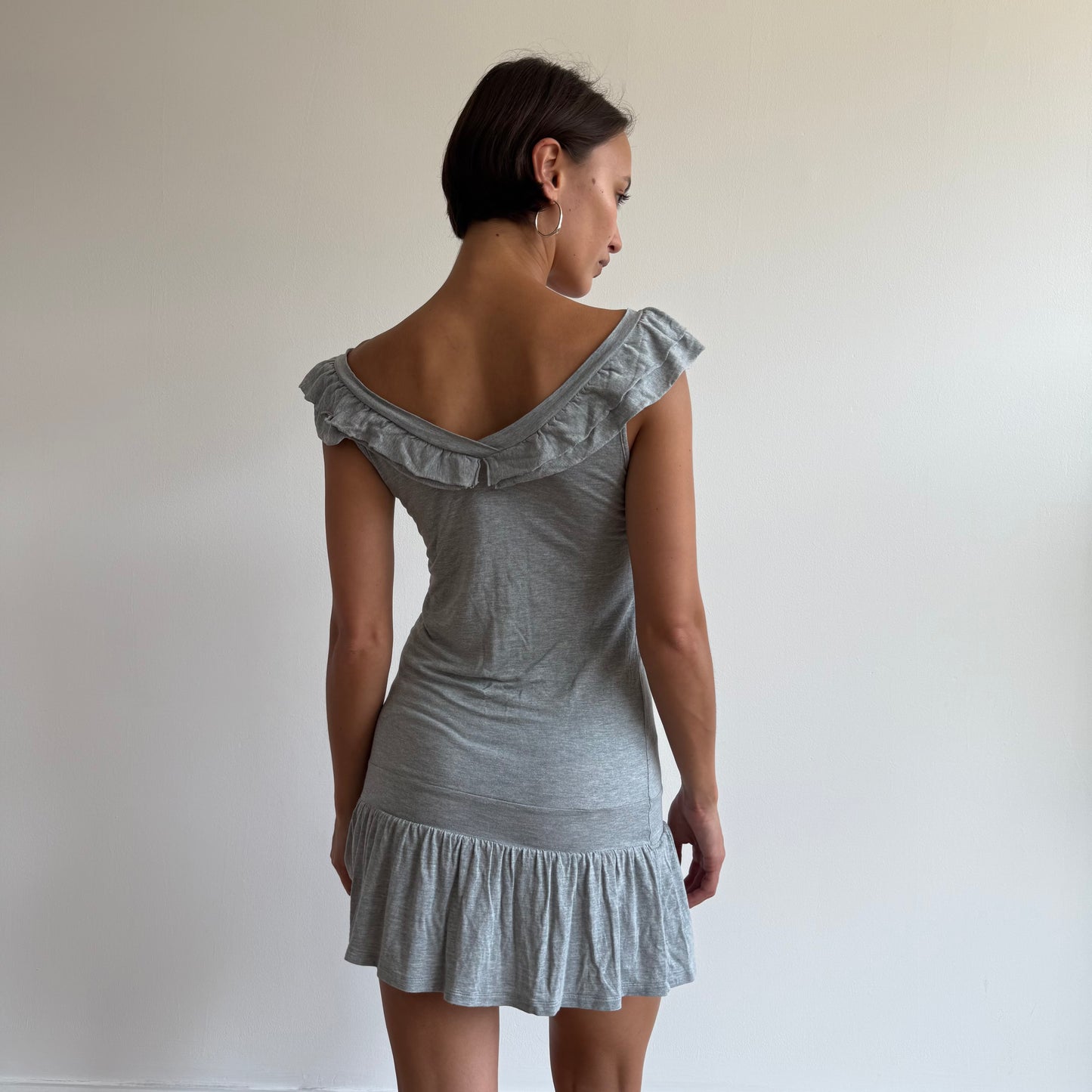 Grey ruffle mini dress - Size S