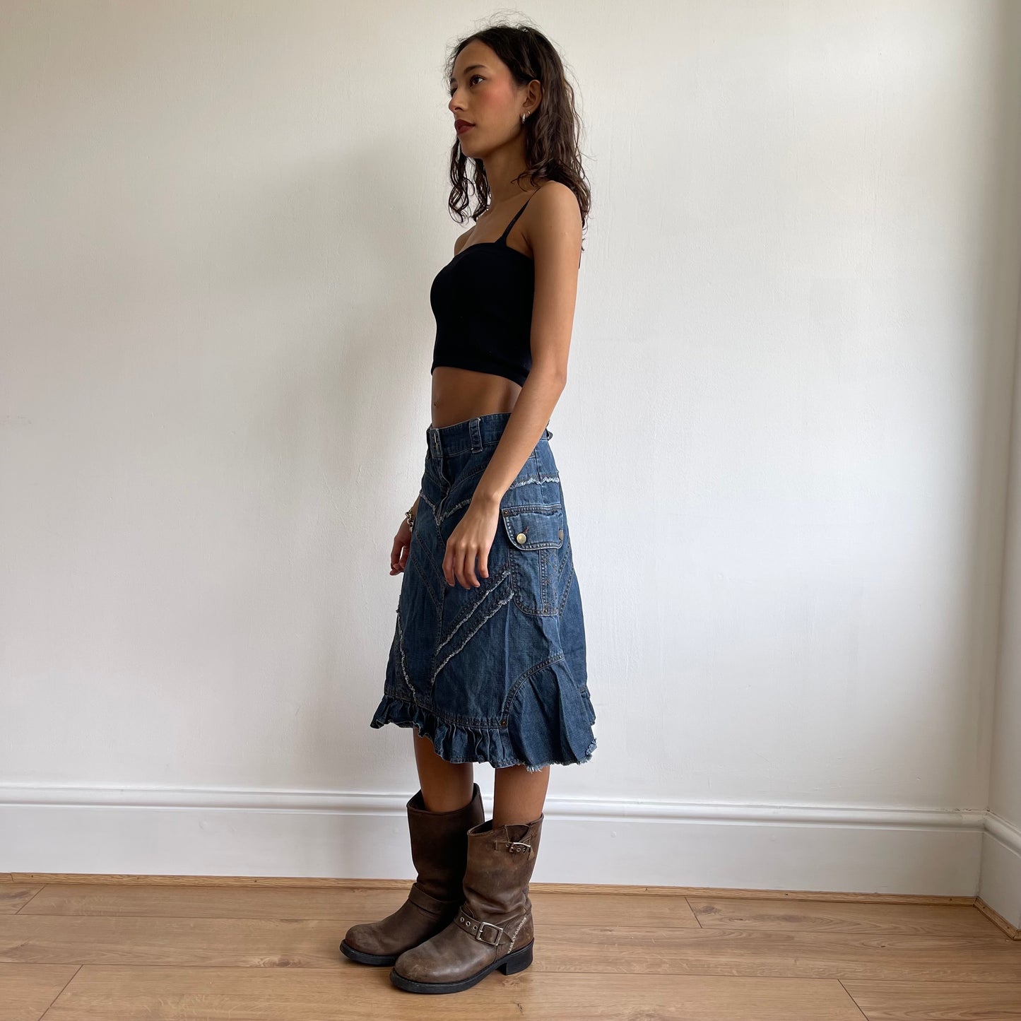 Denim patchwork midi skirt - Size S