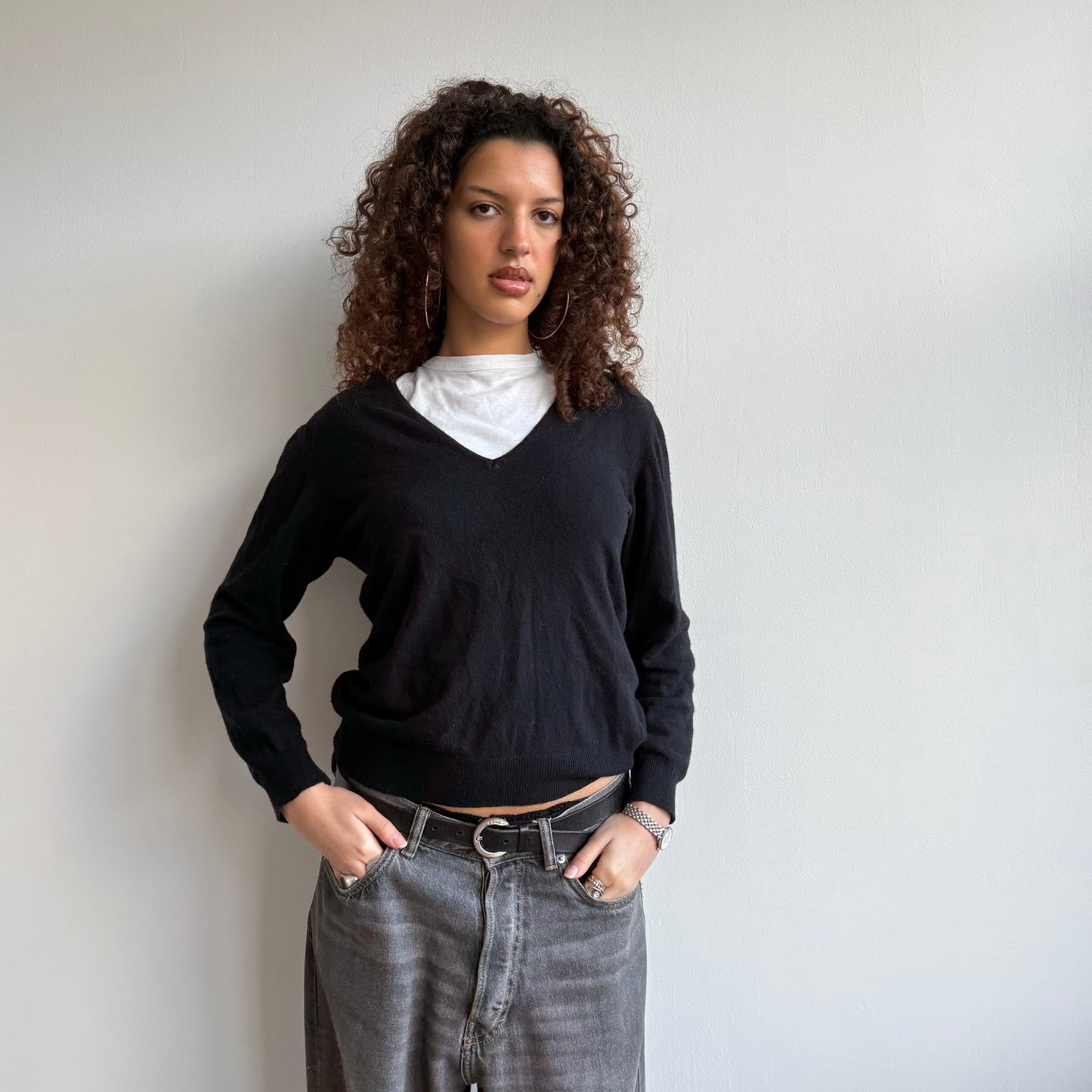 Black cashmere v-neck - Size S
