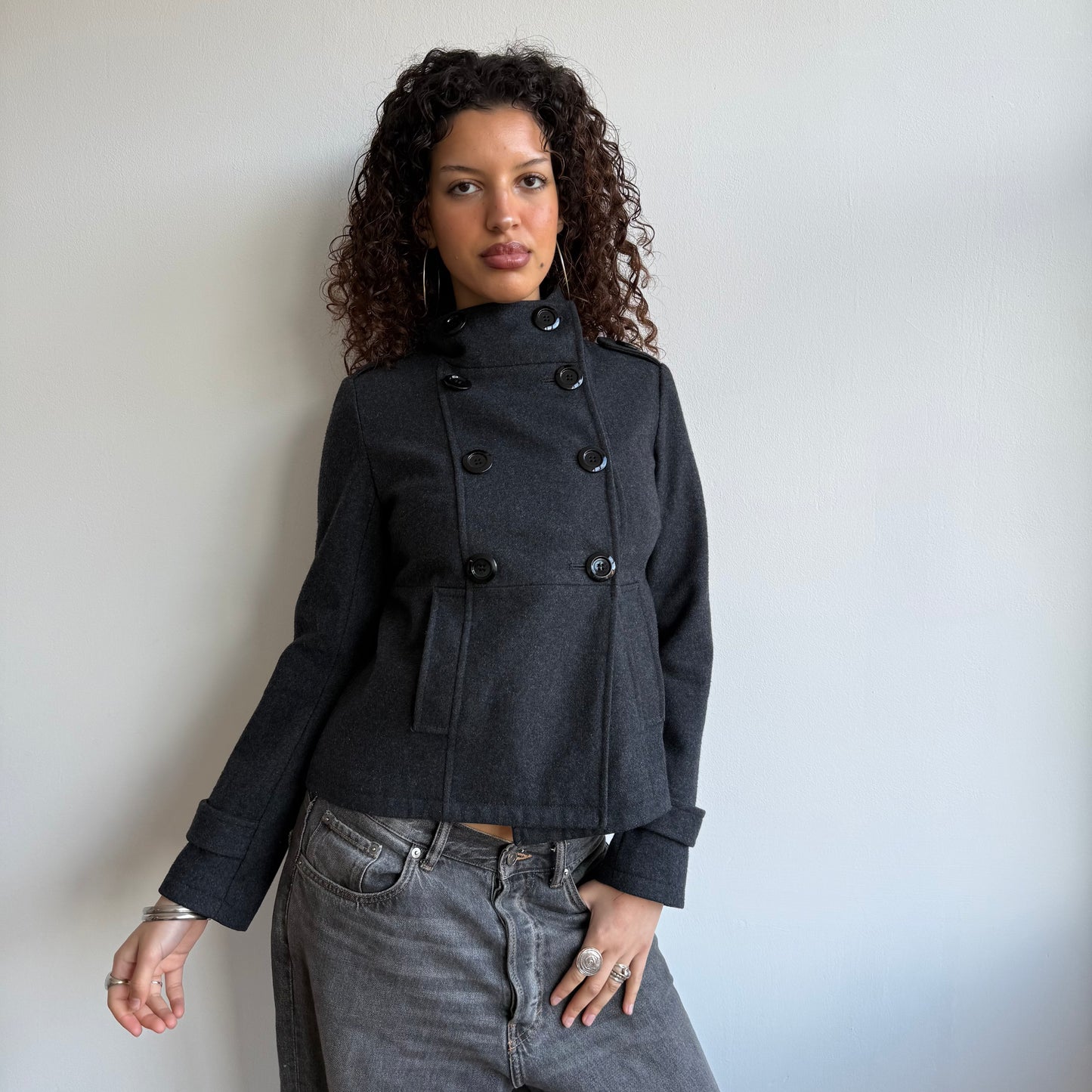 Grey wool peacoat - Size S