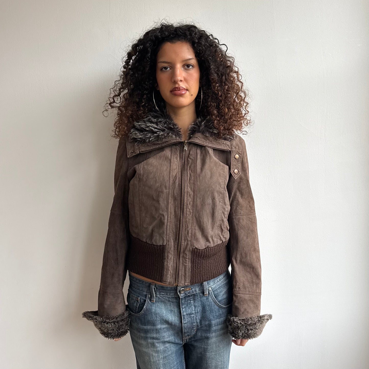 Suede and fur motocross jacket - Size M