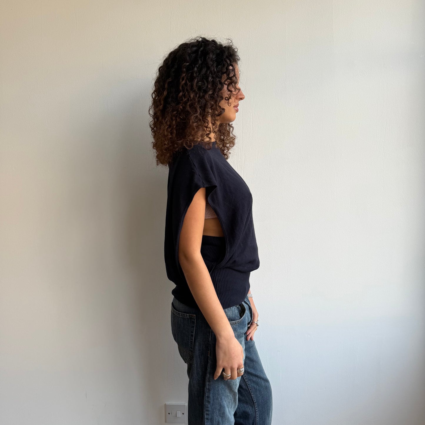Navy open back knit - Size M