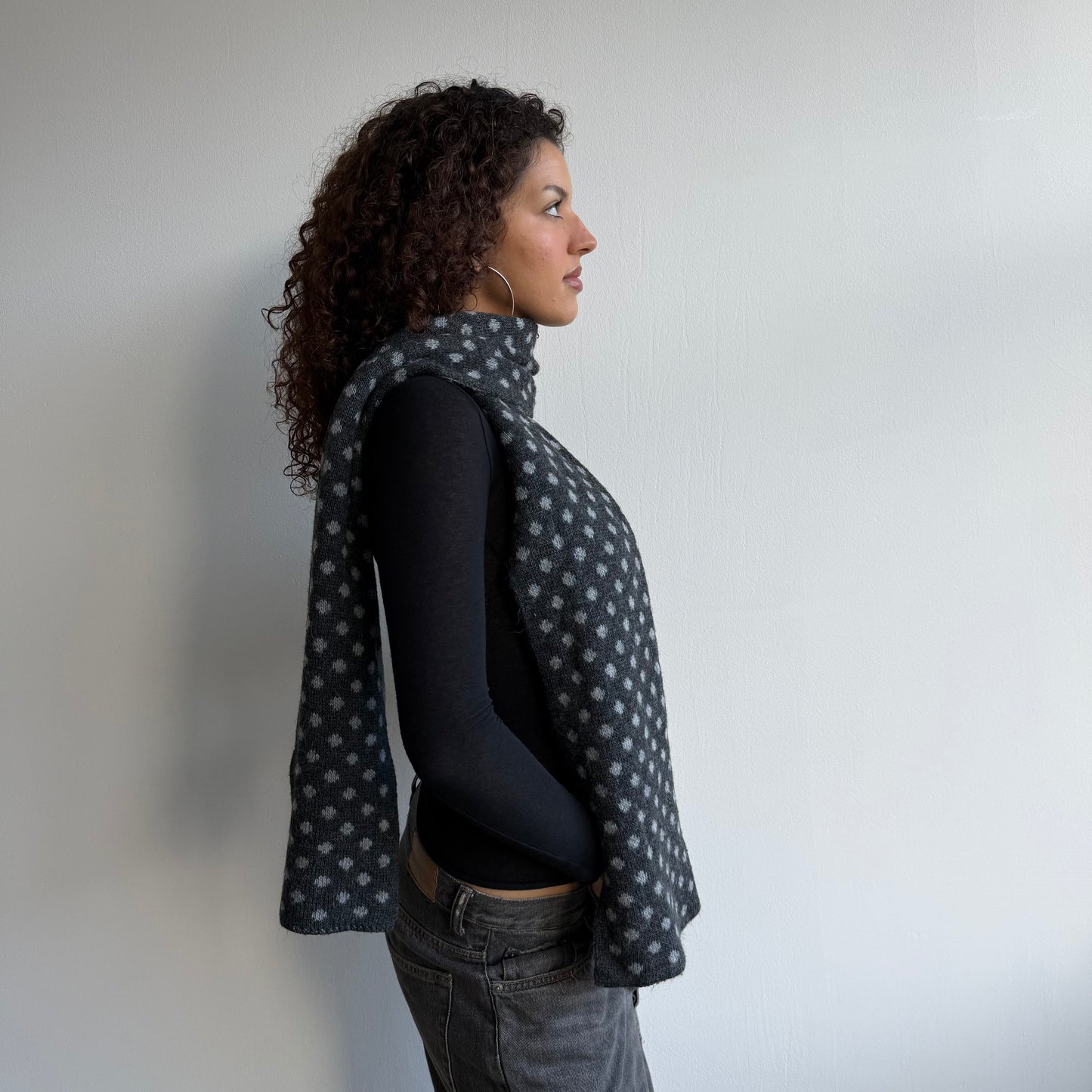 Grey polka dot scarf