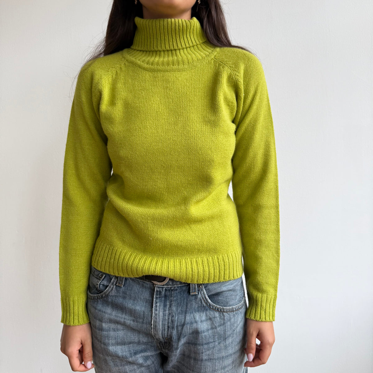 Green chunky knit roll neck - Size M
