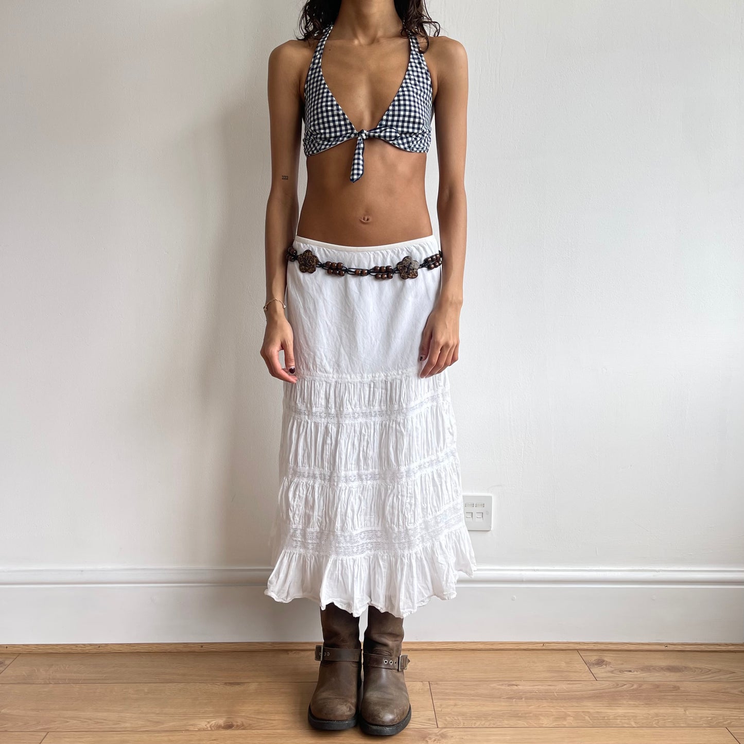 White broderie lace midi skirt - Size S