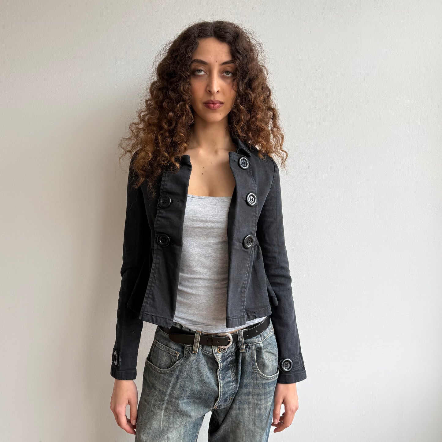 Black button military jacket - Size XS
