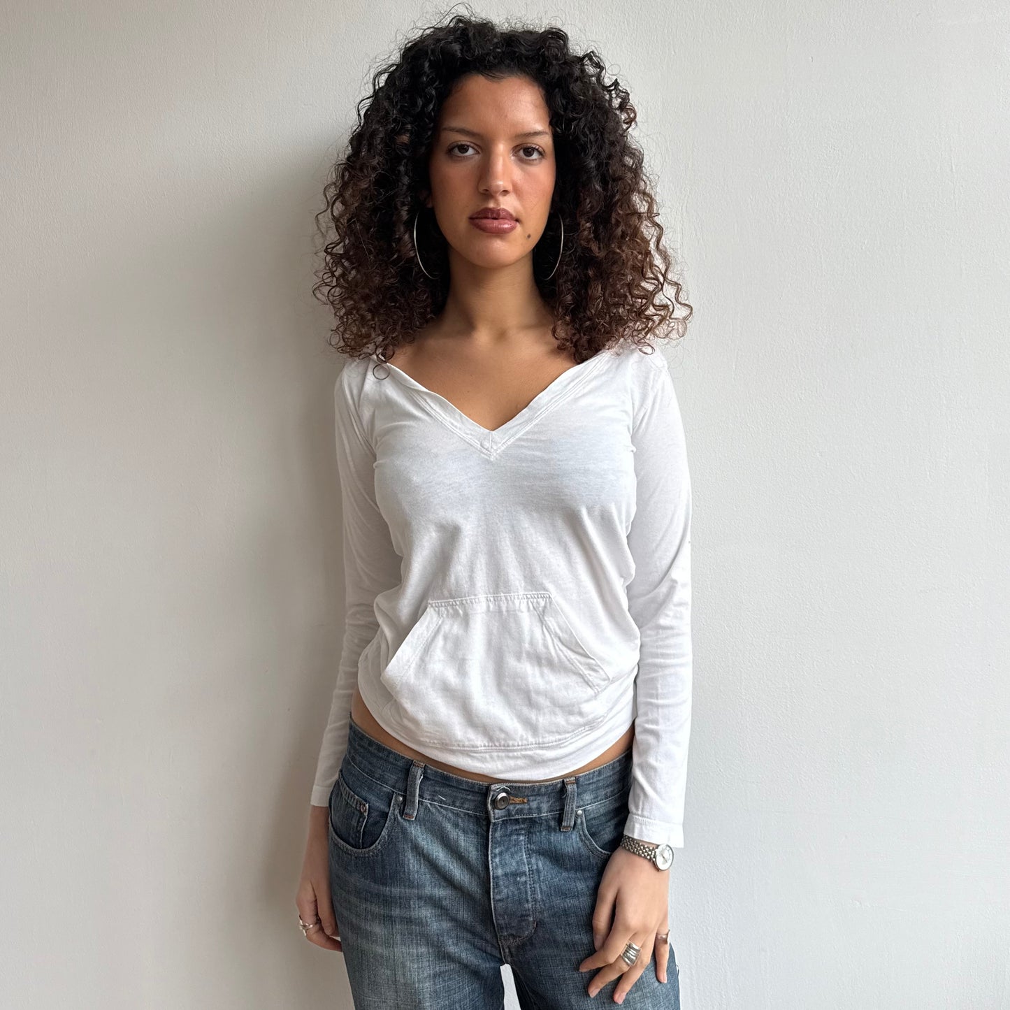 White hooded top - Size S