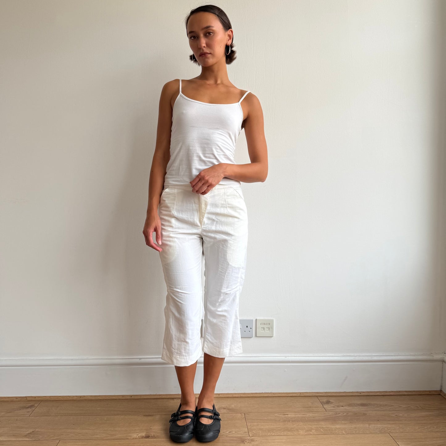 Cream Adidas wrap waist capris - Size S