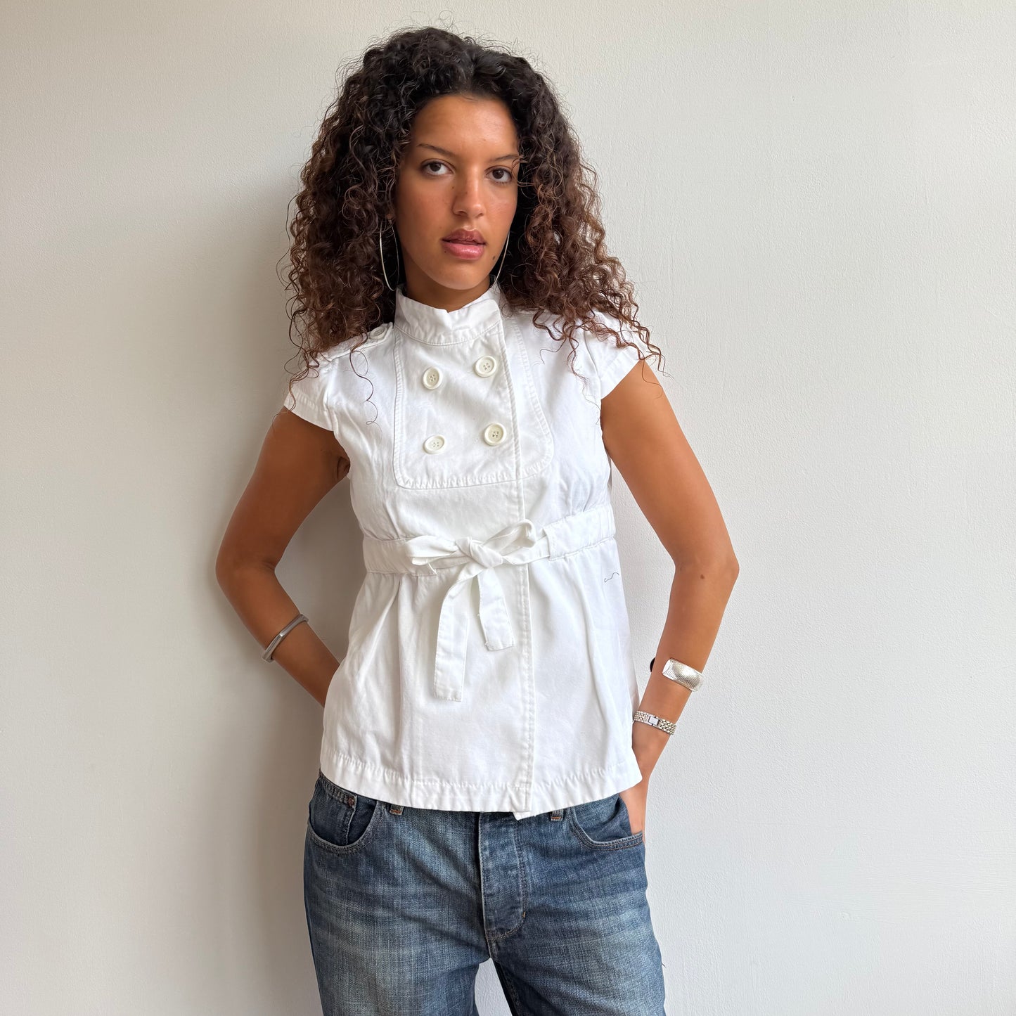 White short sleeve peacoat - Size M