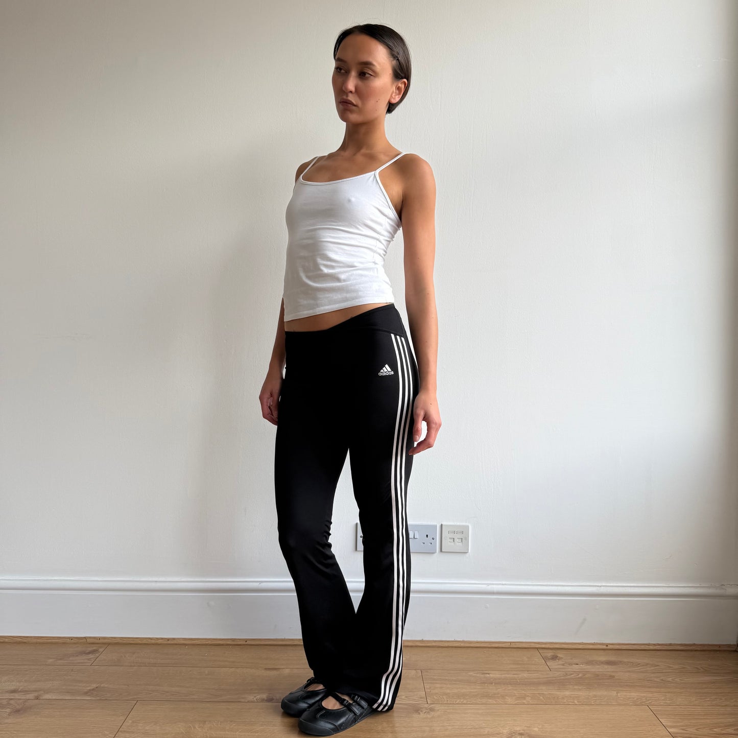 Black Adidas stripe flared yoga pants - Size XS