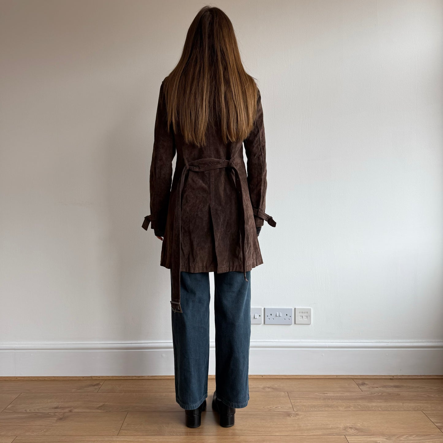 Brown suede trench coat - Size S