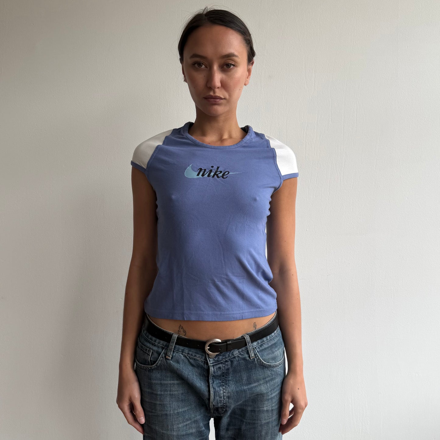 Blue Nike swoosh baby tee - Size S