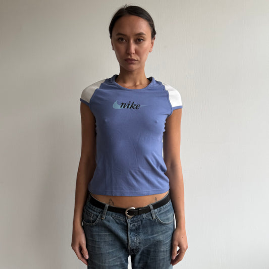 Blue Nike swoosh baby tee - Size S