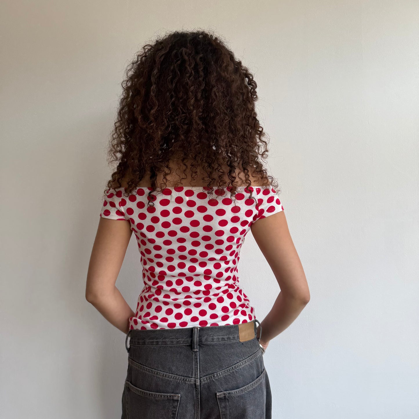 Polka dot Bardot top - Size XS
