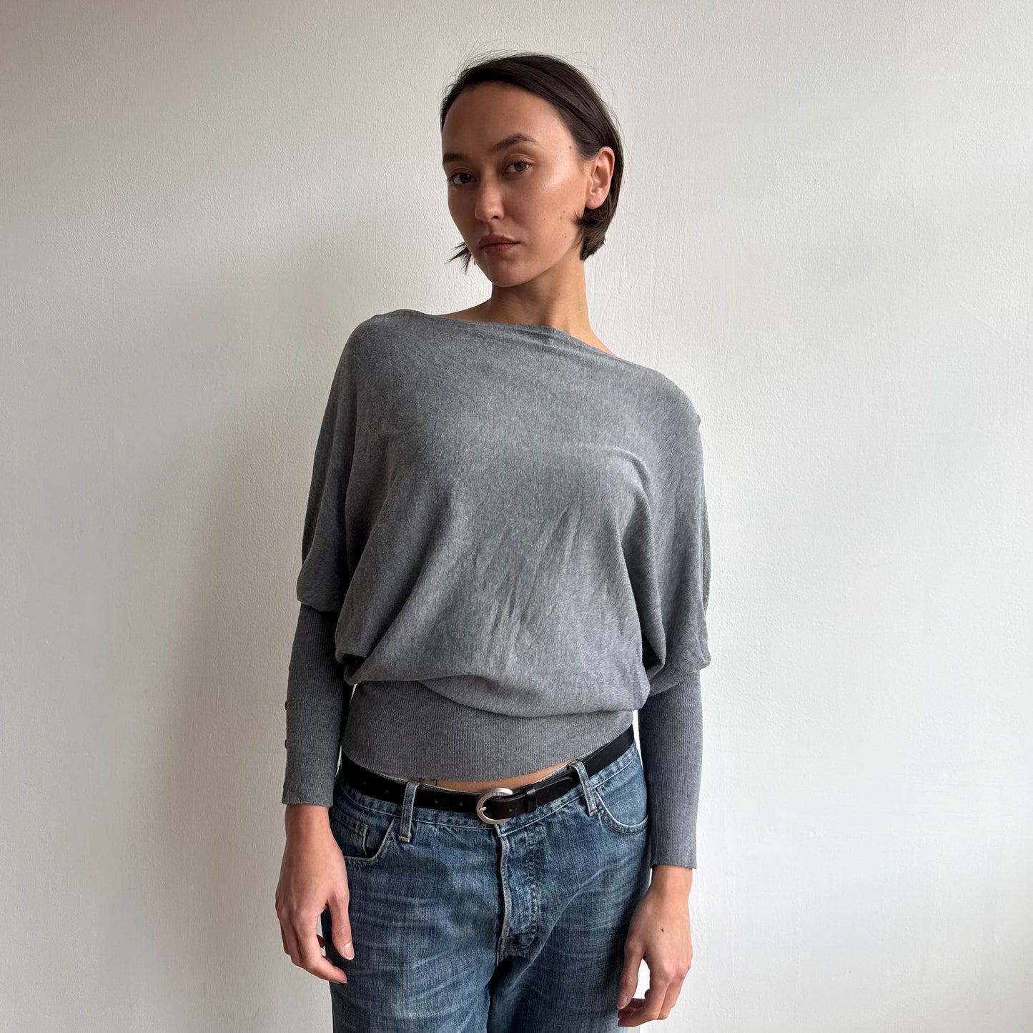 Grey batwing slouchy knit - Size S/M