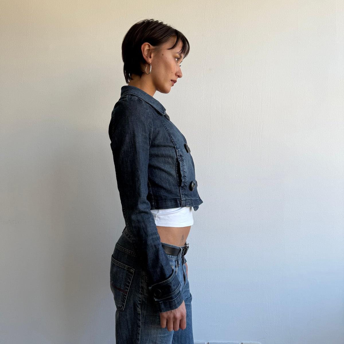 Denim cropped peacoat - Size S