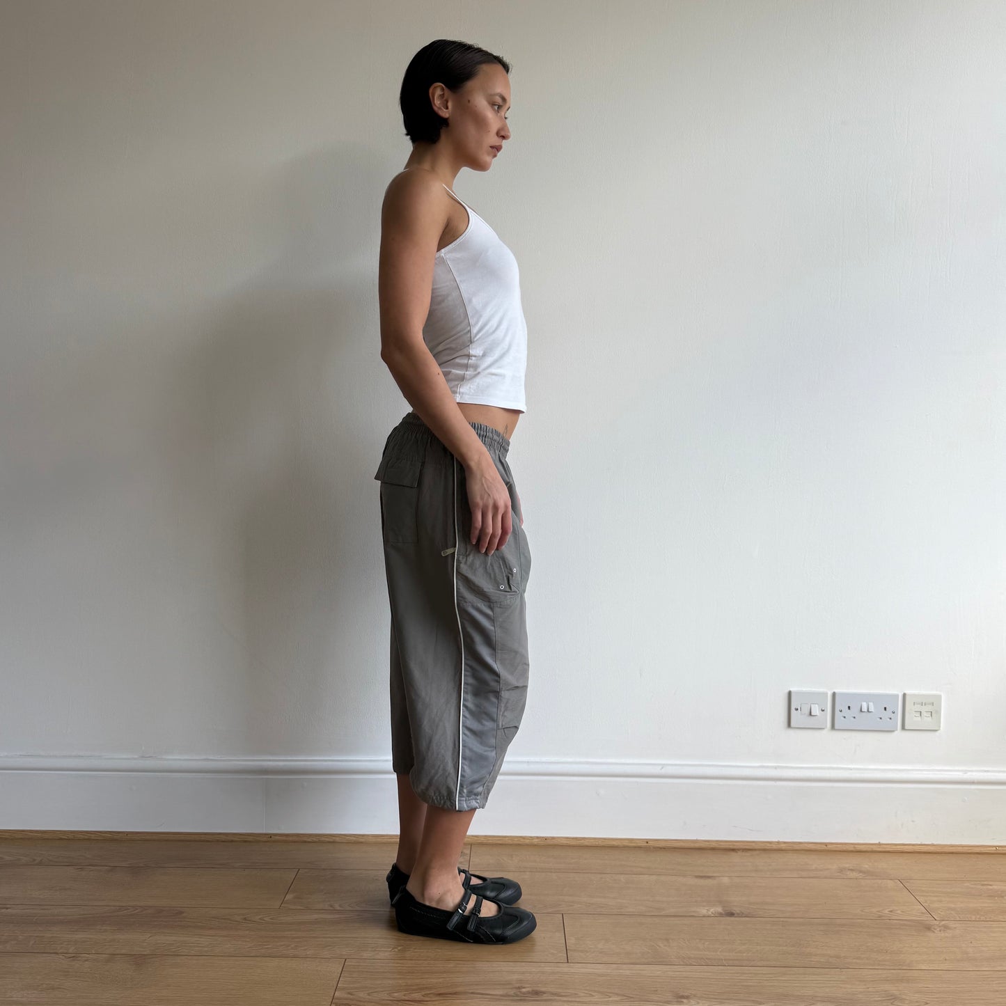 Grey Adidas bi-material capris - Size S-M