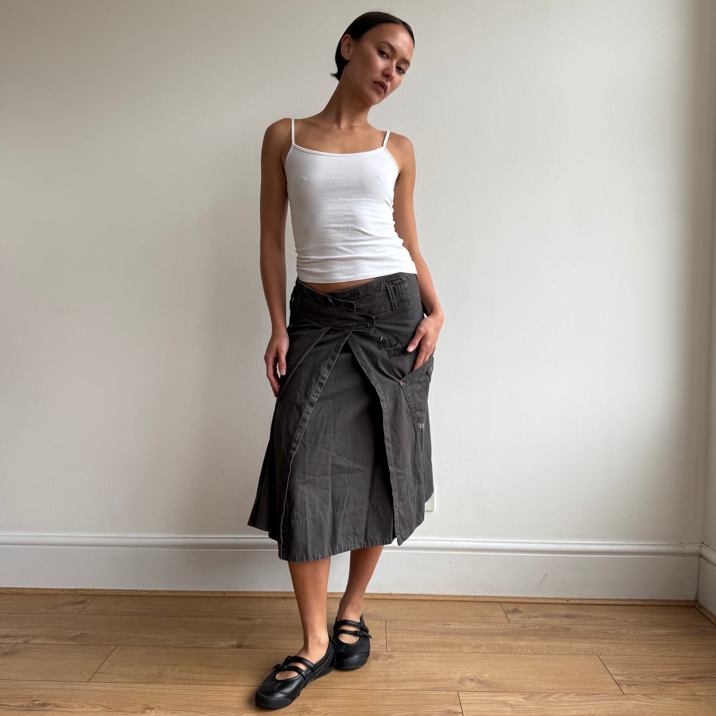 Brown wrap midi skirt - Size XS