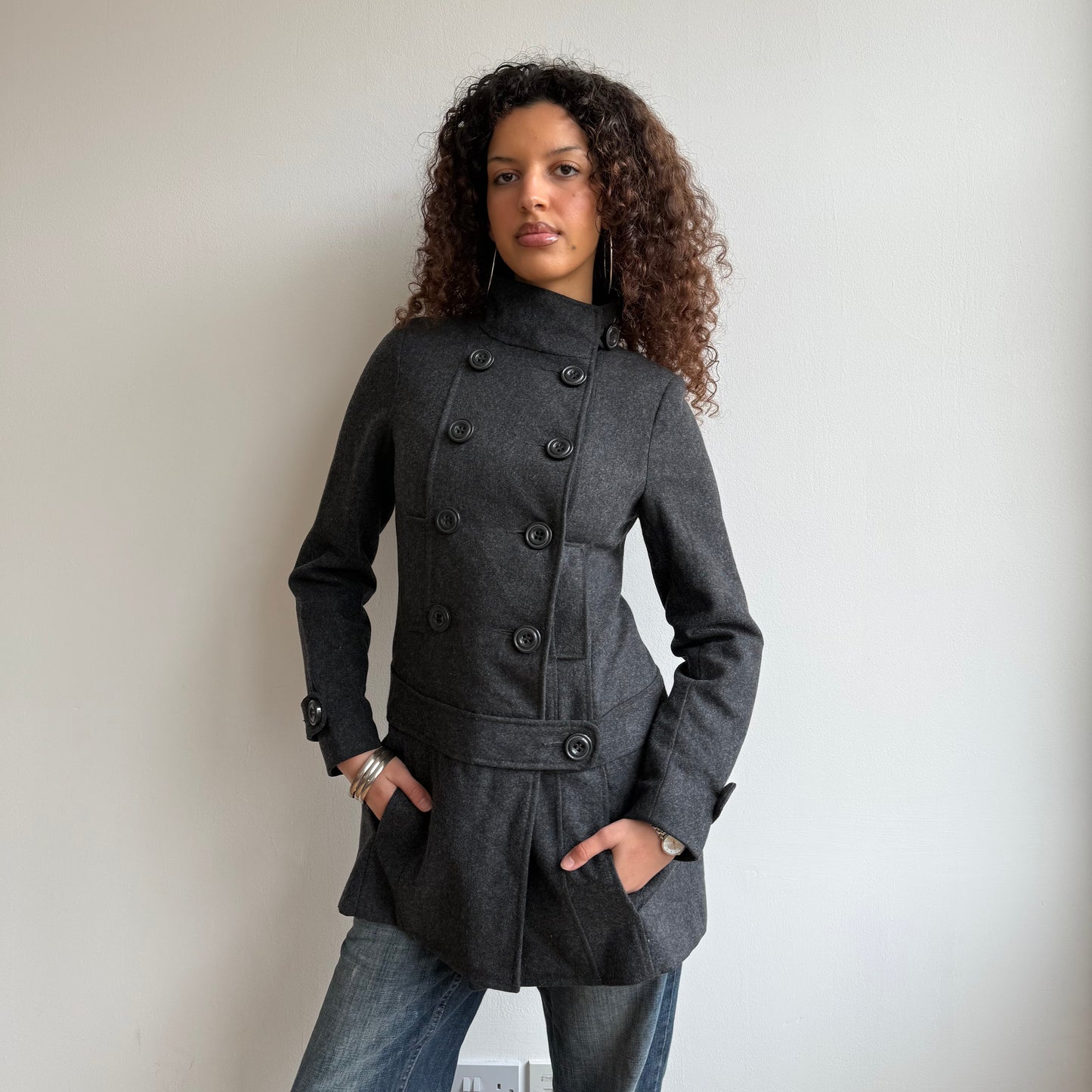 Grey peacoat dress - Size S
