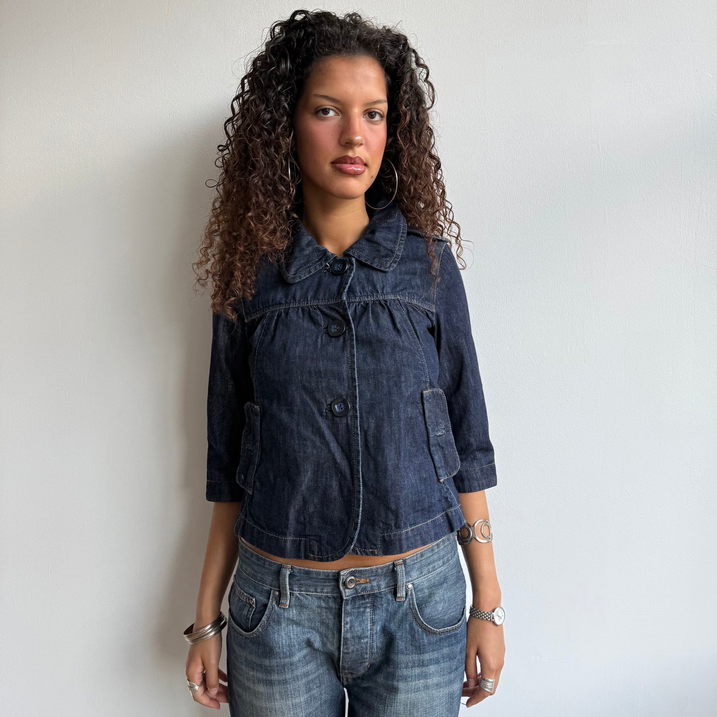 Denim peacoat with hood - Size S