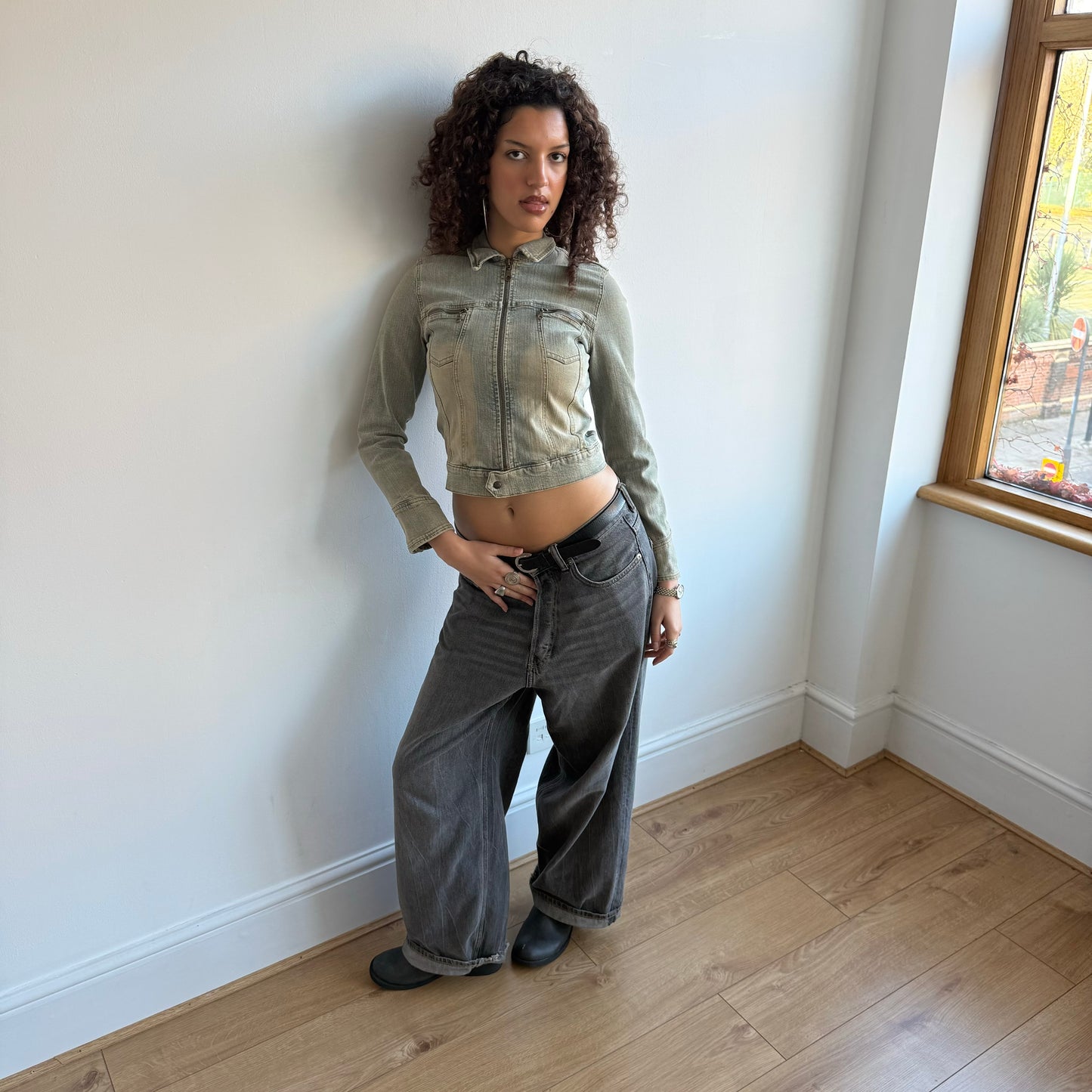 Blue wash denim jacket - Size XS