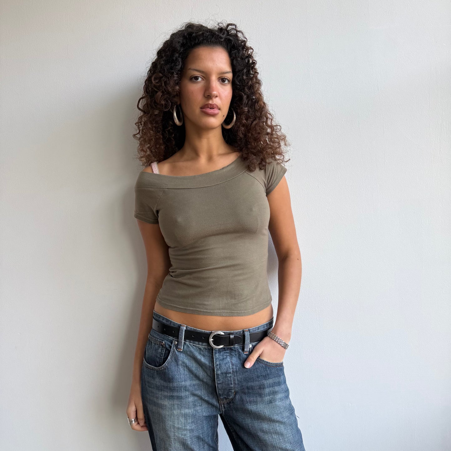 Khaki Bardot t-shirt - Size S