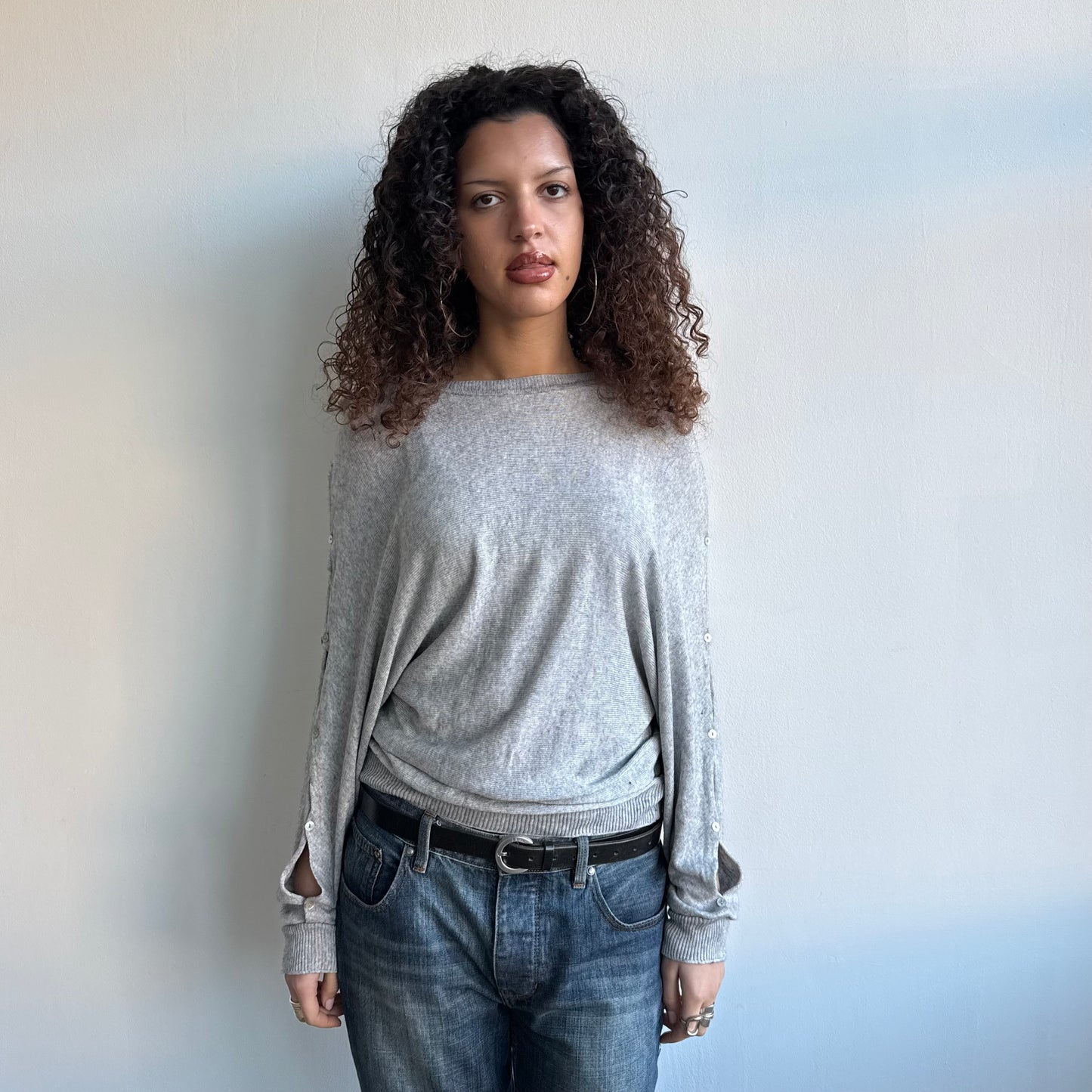 Cop Copine grey slouchy button jumper - Size M