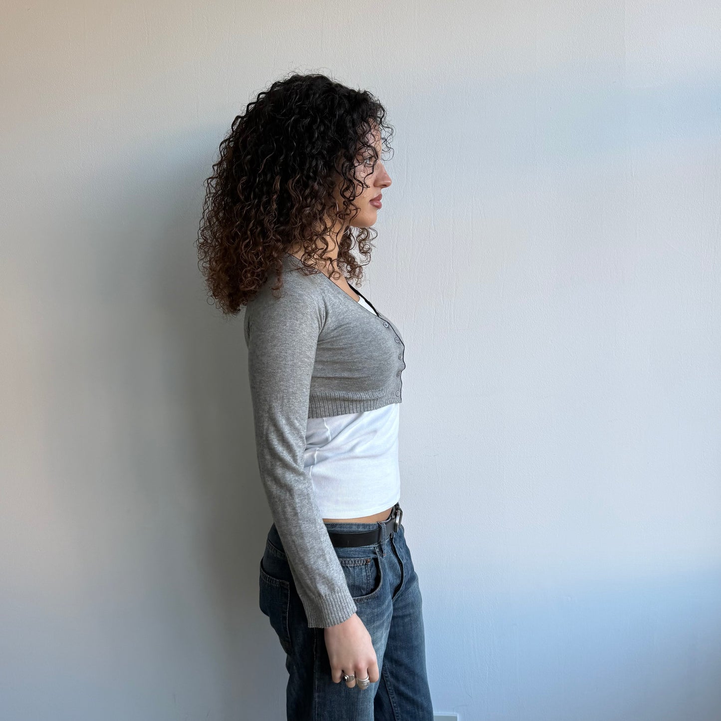 Cop Copine grey cropped cardi - Size S