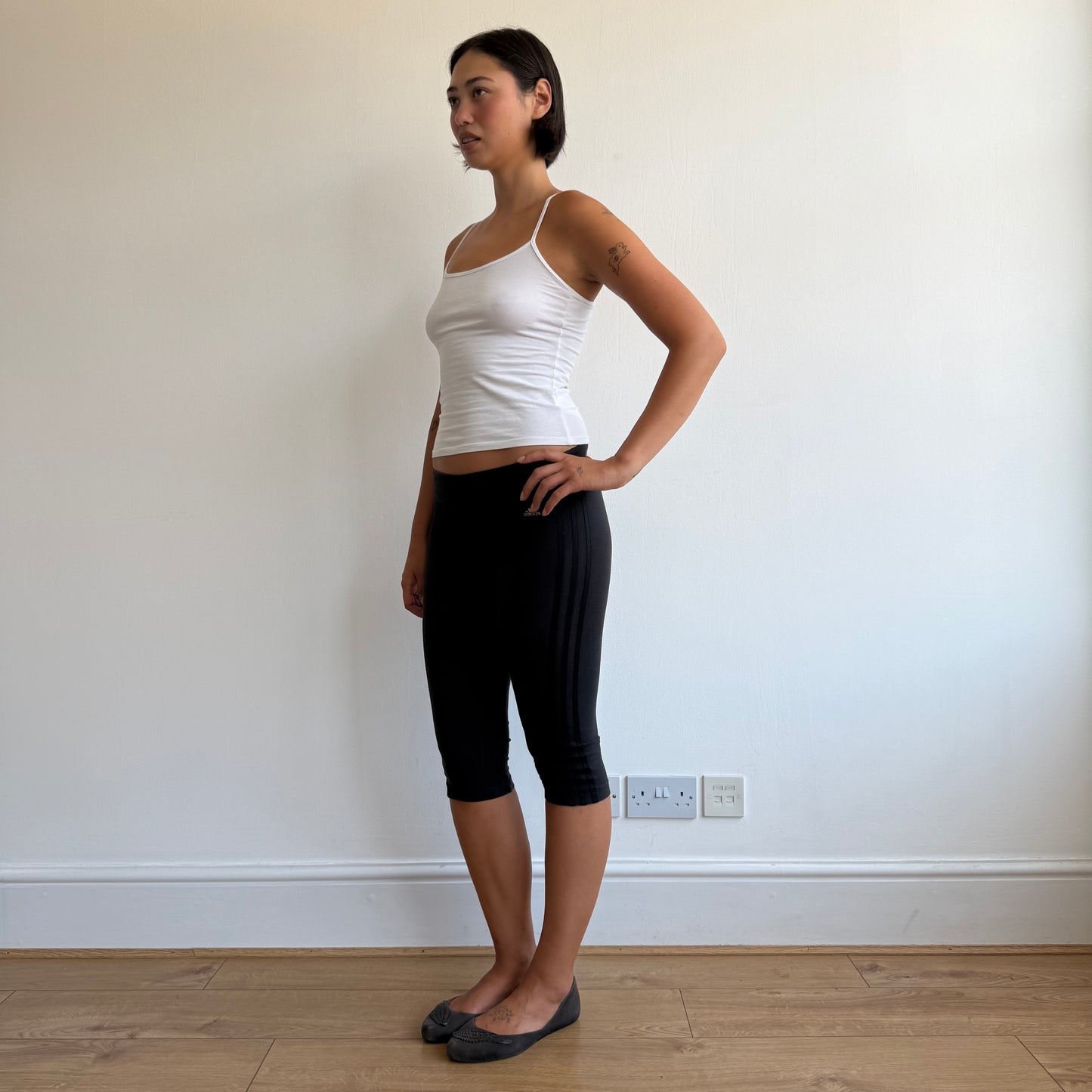 Black Adidas 3-stripe capris - Size S
