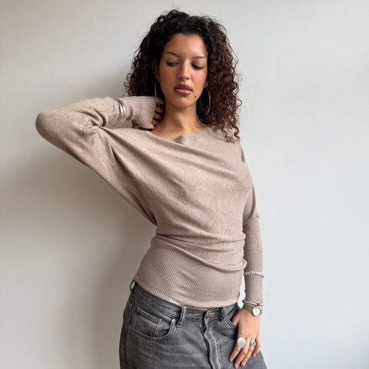 Beige slouchy knit jumper - Size S