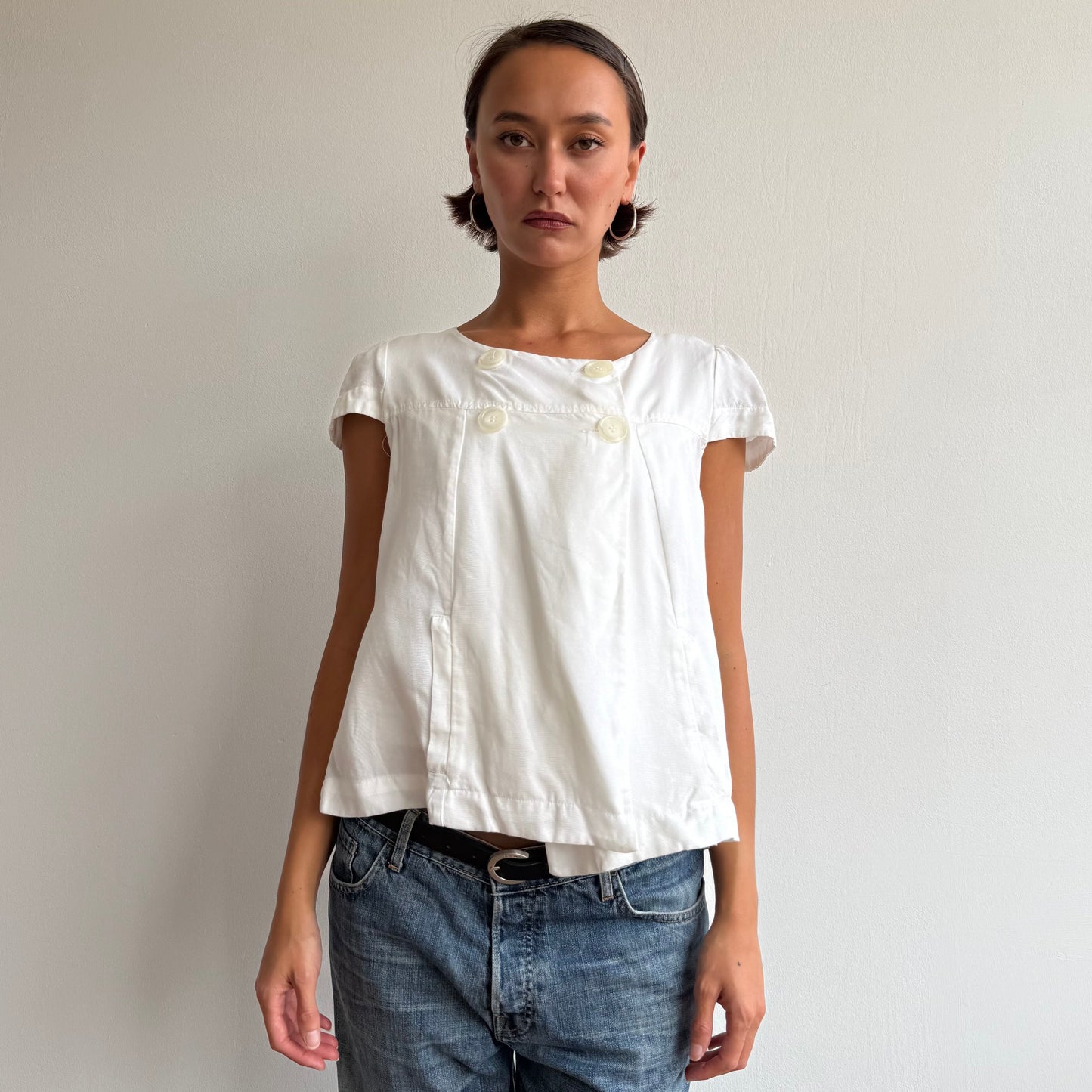 White short sleeve peacoat - Size M-L
