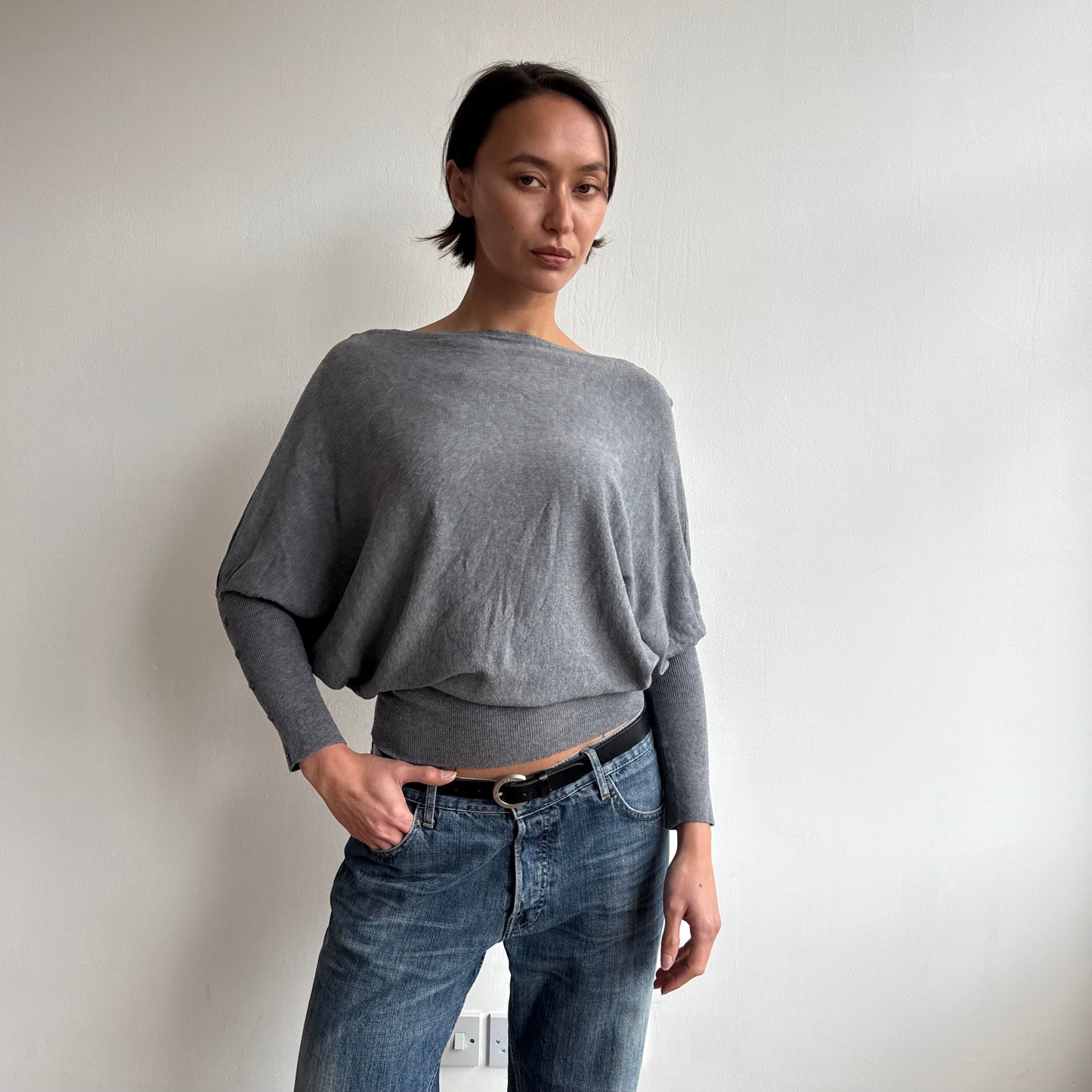 Grey batwing slouchy knit - Size S/M