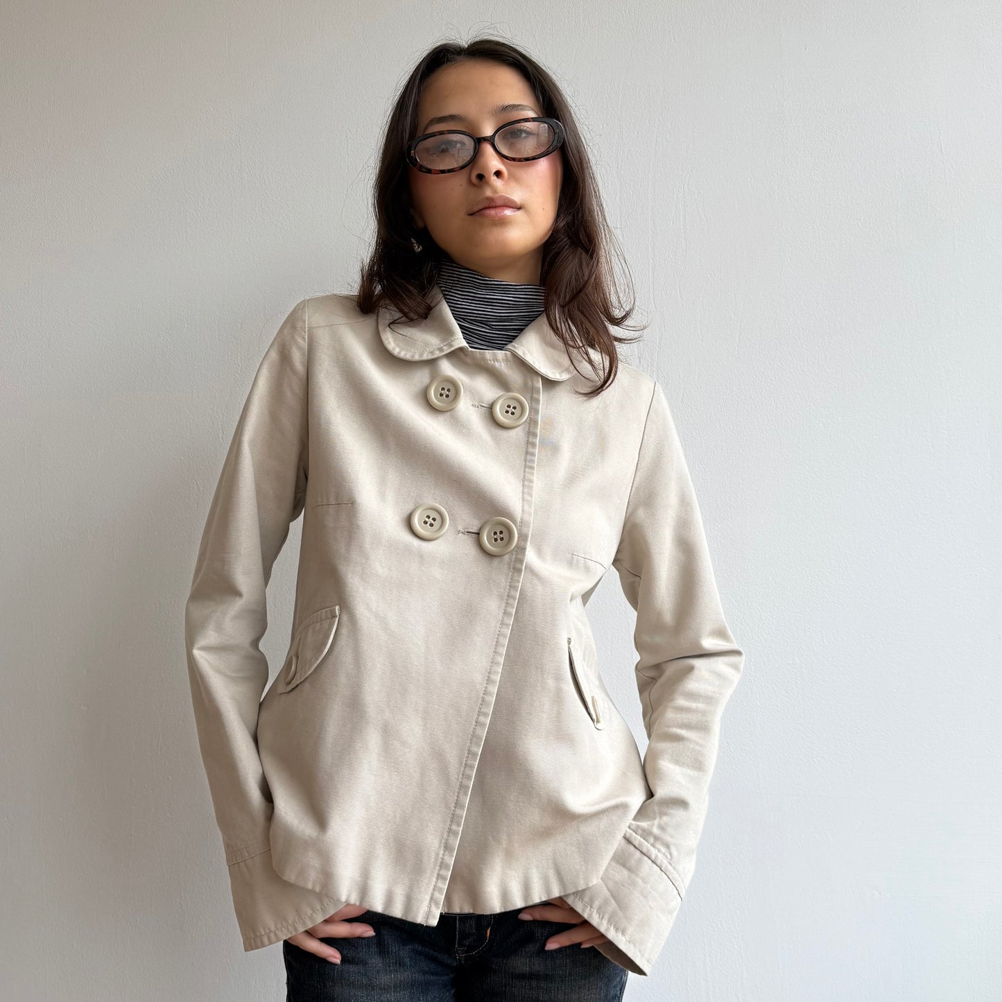 Cream peacoat - Size S/M