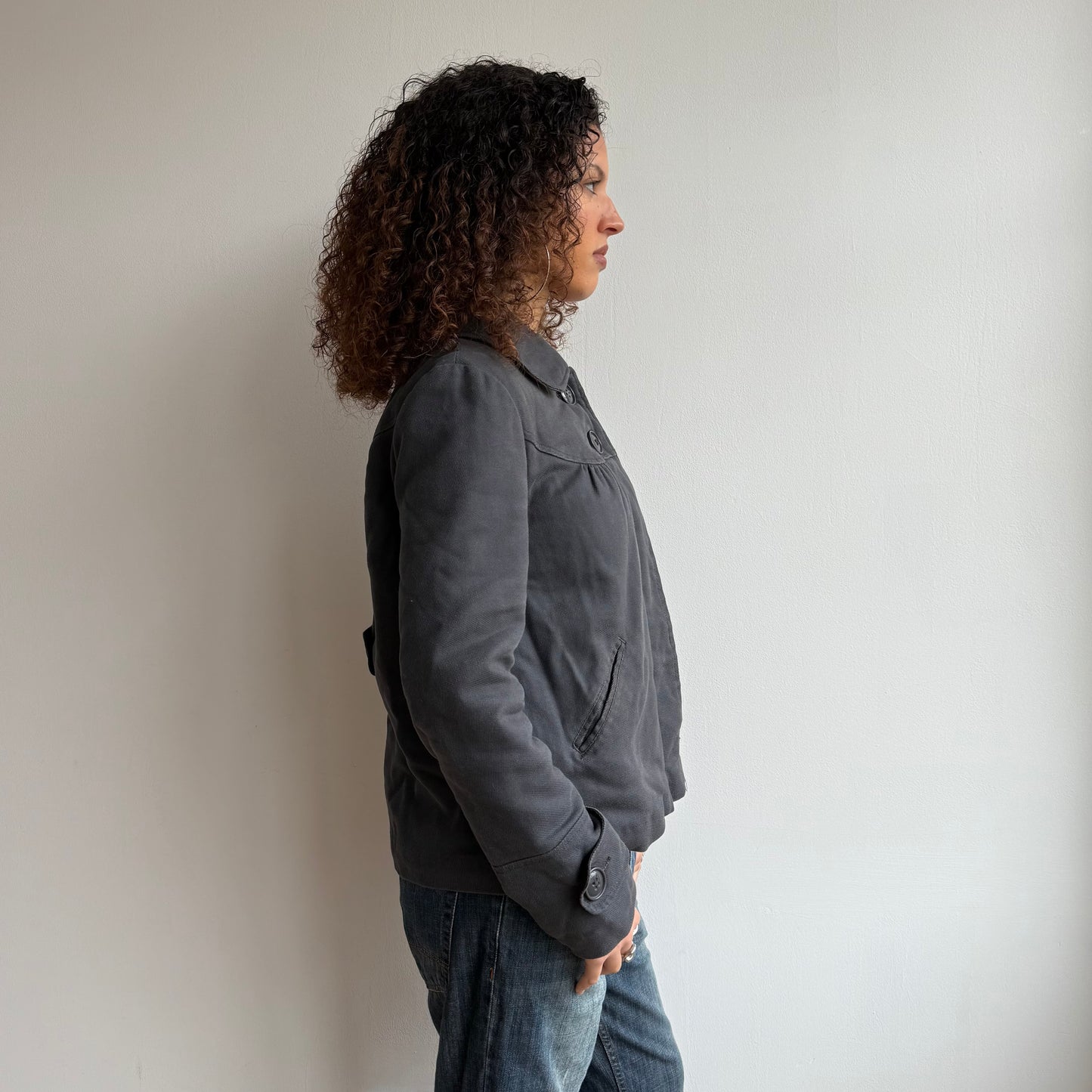 Grey padded peacoat - Size M