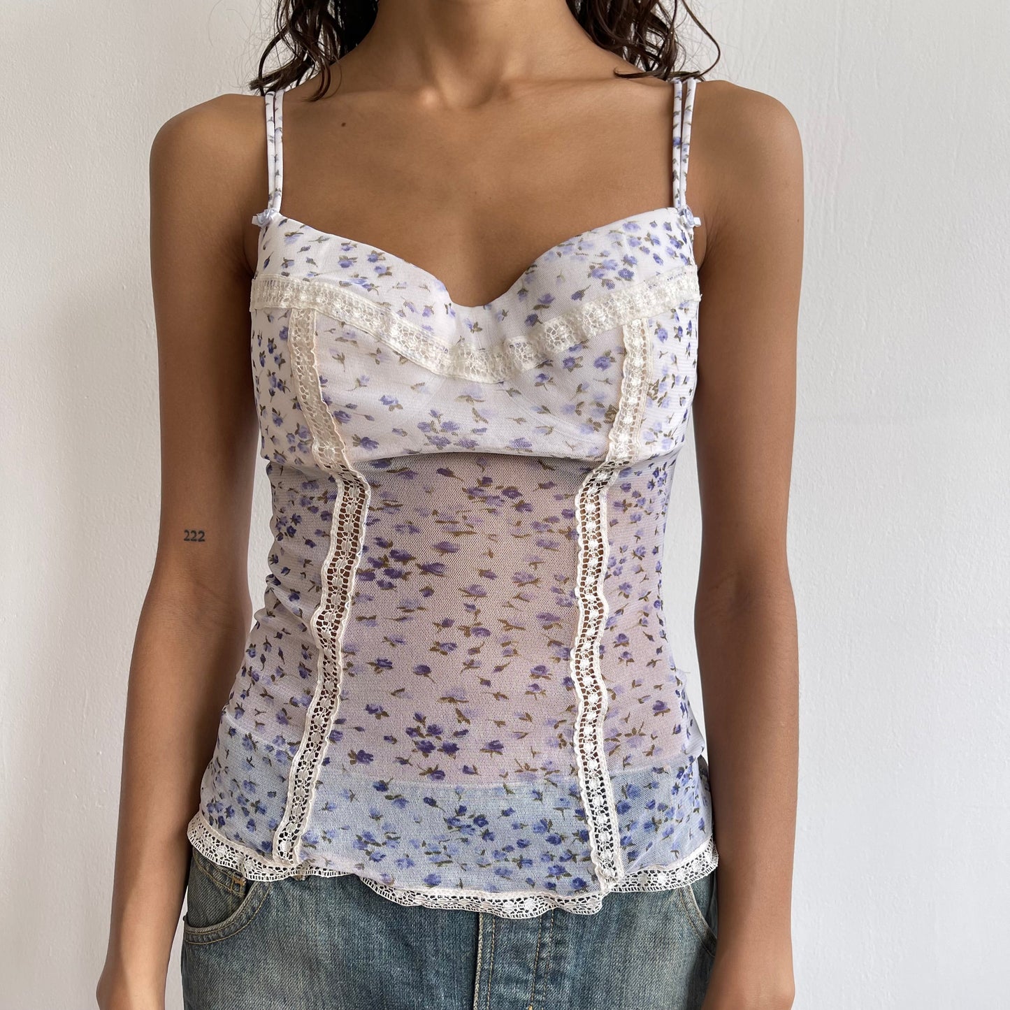Floral mesh bustier top - Size S