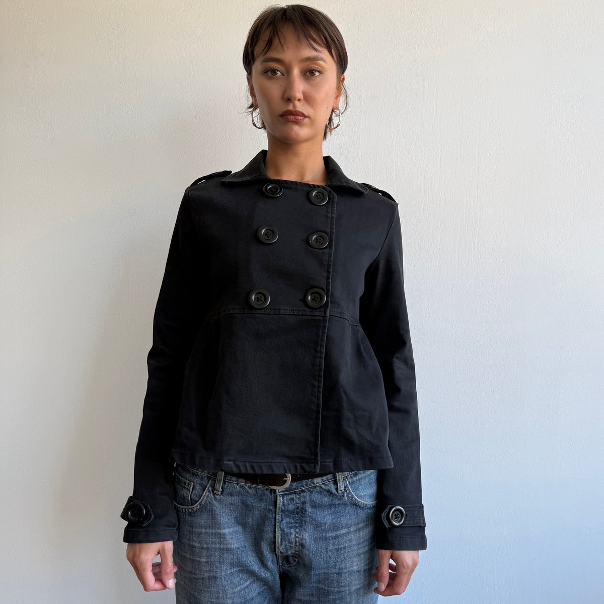 Black denim peacoat - Size S/M