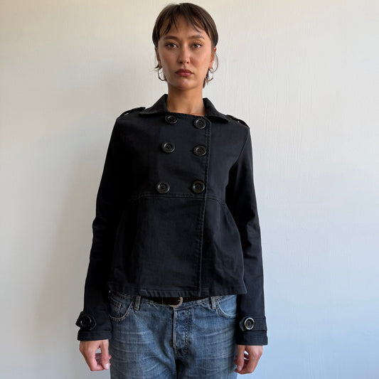 Black denim peacoat - Size XS + S