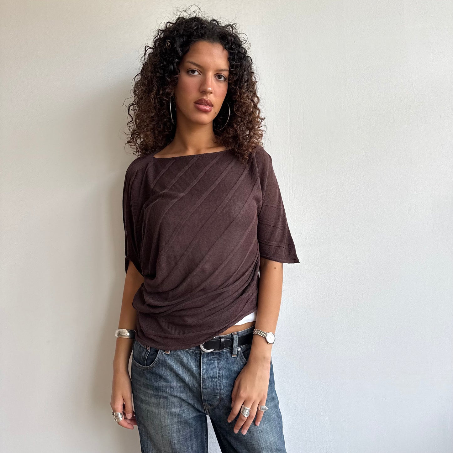 Brown asymmetric jumper - Size S